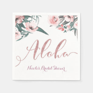 Serviettes En Papier Aloha Rose Fleurs Tropicales d'Été Mariage