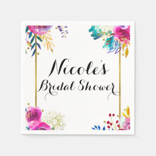 Serviettes En Papier Amusant Lumineux Audacieux Floral Aquarelle Élégan