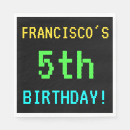 Serviettes En Papier Amusant Vintage / Retro Jeu vidéo Look 5e annivers