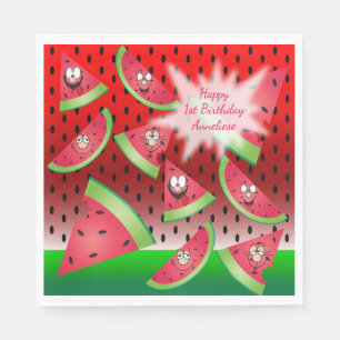 Serviettes En Papier Amusant visage Watermelon Design