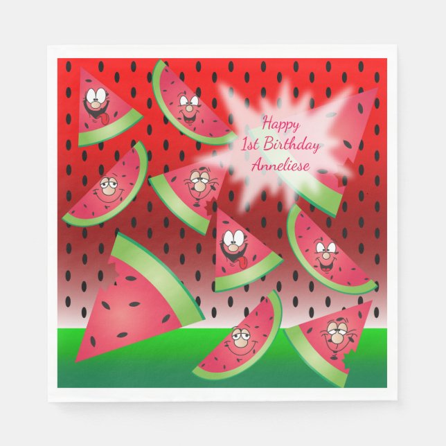Serviettes En Papier Amusant visage Watermelon Design (Devant)