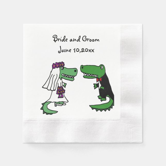 Serviettes En Papier Amusante mariée et alligator de chambre Mariage Ar (Devant)