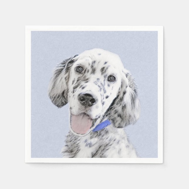 Serviettes En Papier Anglais Setter Blue Belton Peinture Chien Art (Devant)