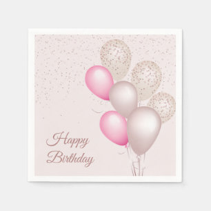 Serviettes en Papier Anniversaire Ballons Beige Ro