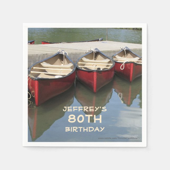 Serviettes En Papier Anniversaire, Canots rouges, Nom, Papier (Devant)