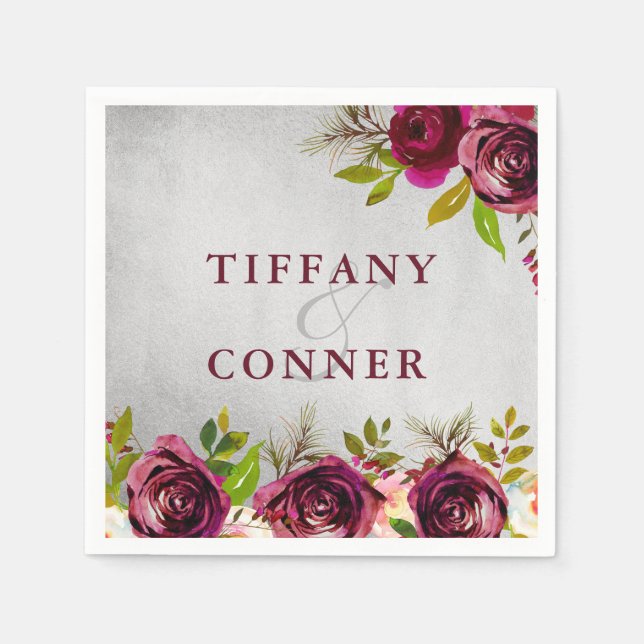 Serviettes En Papier Anniversaire du Fiançailles Mariage en Bourgogne d (Devant)