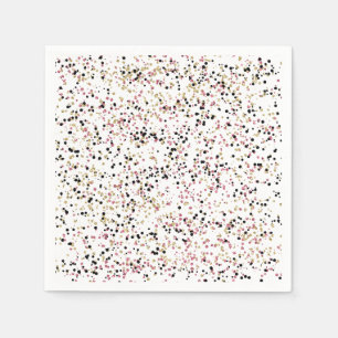 Serviettes En Papier Anniversaire Pailleté Or Rose Noir Points Confetti