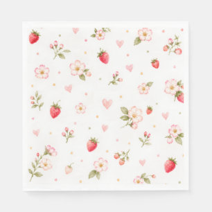 Serviettes en papier aquarelle à motif de fraises