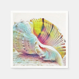 Serviettes en papier aquarelle coquillages rose ja