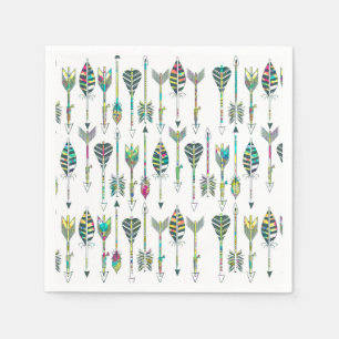 Serviettes En Papier aquarelle éclaboussures gris flèches tribales moti