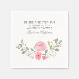 Serviettes En Papier Aquarelle Fleurs Mariage romantique