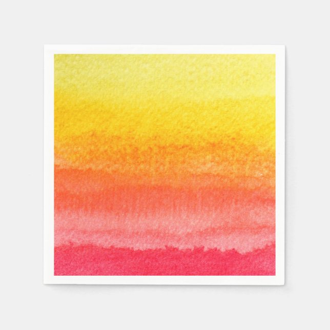 Serviettes En Papier Aquarelle orange jaune brillant (Devant)