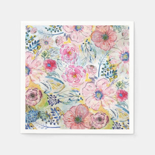 Serviettes En Papier Aquarelle peinture à la main design floral