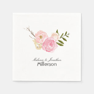 Serviettes En Papier Aquarelle rose romantique Jardin Floral