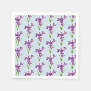 Serviettes En Papier Aquarelle violet Iris Floral Art