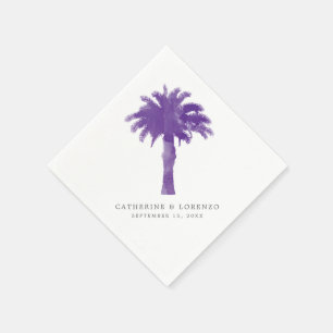 Serviettes En Papier Aquarelle violette Palm Tree Aquarelle Réception