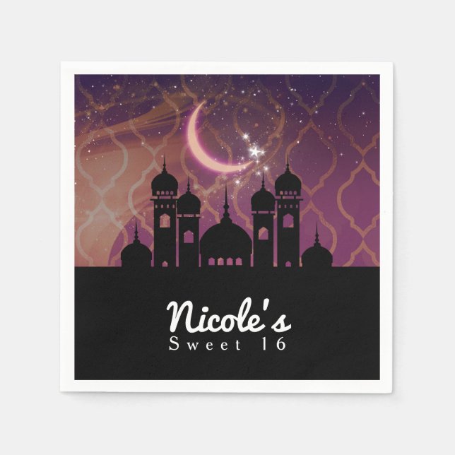 Serviettes En Papier Arabe Nights Marocain Moyen-Orient (Devant)