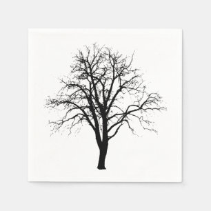 Serviettes En Papier Arbre Sans Feuilles En Silhouette Hiver