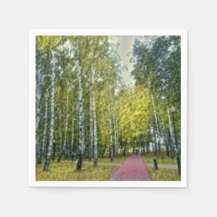 Serviettes En Papier Arbres de bouleau stylisés peignant la serviette