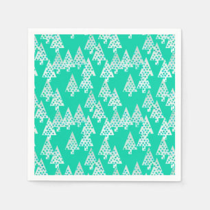 Serviettes En Papier Arbres de Noël à fleurs modernes - vert de mer