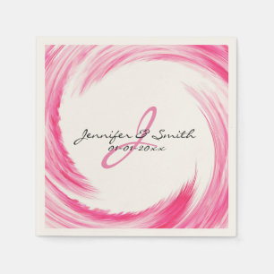 Serviettes En Papier Art abstrait tourbillon rose monogramme
