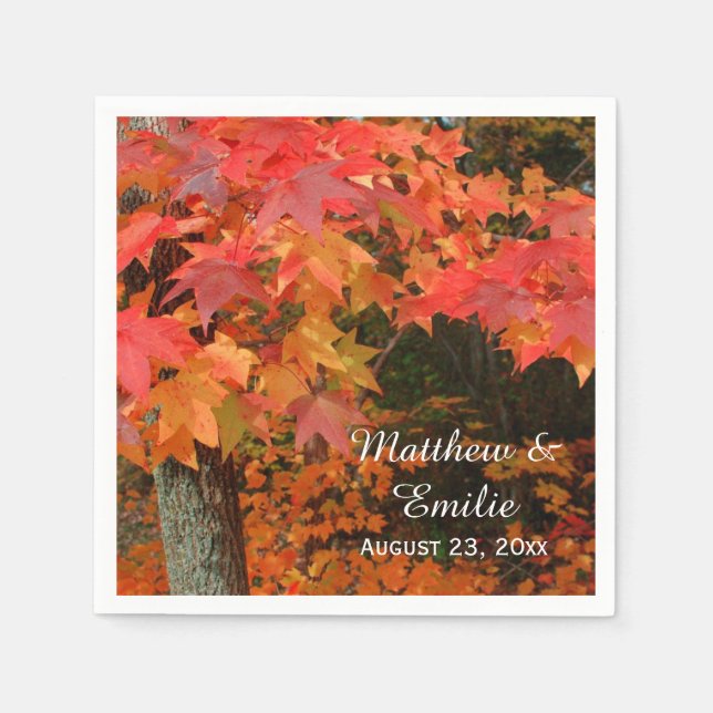 Serviettes En Papier Automne Feuilles Mariage Napkins (Devant)
