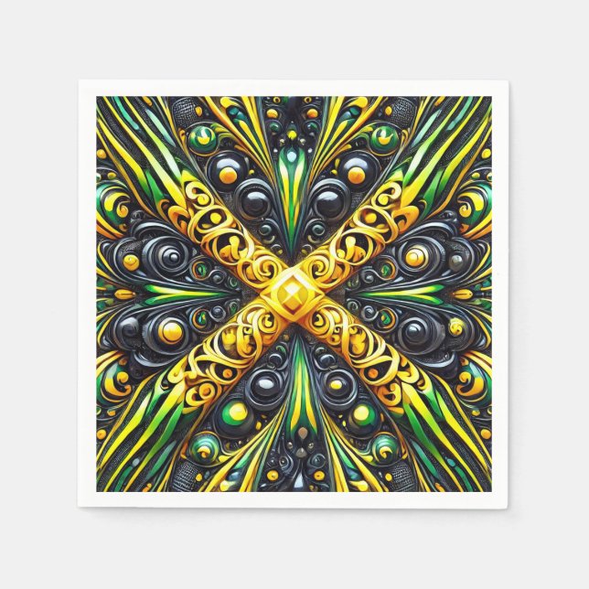 Serviettes en papier aux couleurs jamaïcaines (Devant)