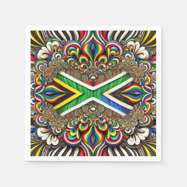 Serviettes en papier aux couleurs sud-africaines (Devant)
