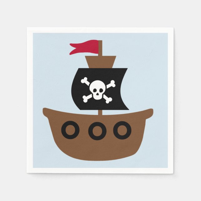 Serviettes en papier avec bateau pirate (Devant)