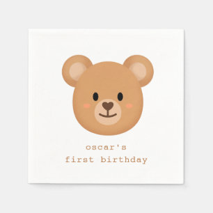 Serviettes en papier avec visage d'ours en peluche
