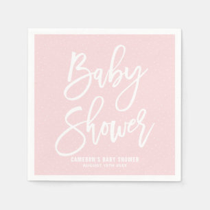 Serviettes en papier Baby shower à main rose