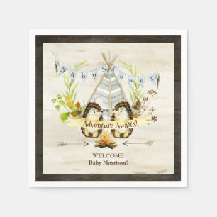 Serviettes En Papier Baby shower animal de Boho de Teepee de hérissons