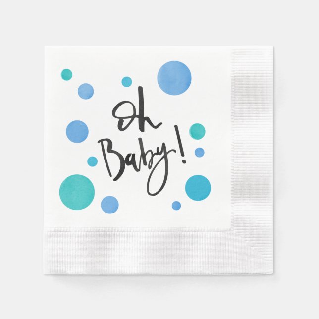 Serviettes En Papier Baby shower bleu clair Polka Dot (Devant)