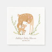 Baby shower boisé Little Deer Paper Napkin