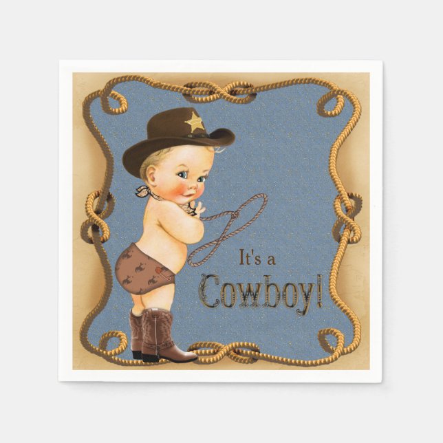 Serviettes En Papier Baby shower Cowboy (Devant)