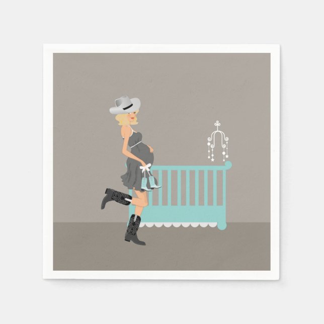 Serviettes En Papier Baby shower Cowboy - Blonde - Pays Western Thème (Devant)