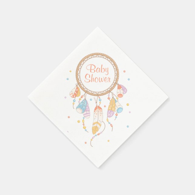Serviettes En Papier Baby shower de Boho Tribal Dreamcatcher (Coin)