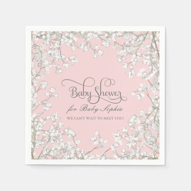 Serviettes En Papier Baby shower Décor Bébés Respirer Wreath Floral (Devant)