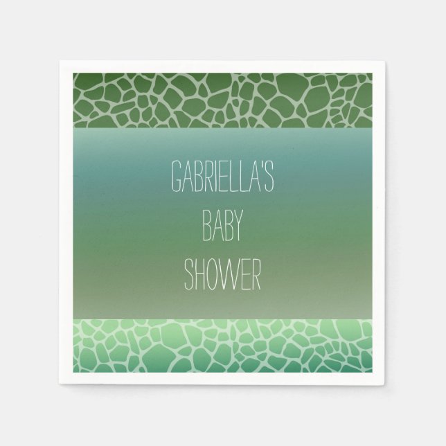 Serviettes En Papier Baby shower d'impression Green Ombre Giraffe (Devant)