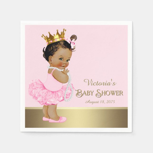 Serviettes En Papier Baby shower d'or rose (Devant)