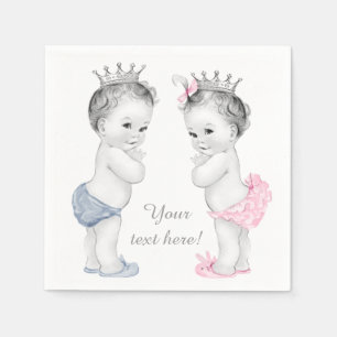 Serviettes En Papier Baby shower jumeau Prince et Princesse