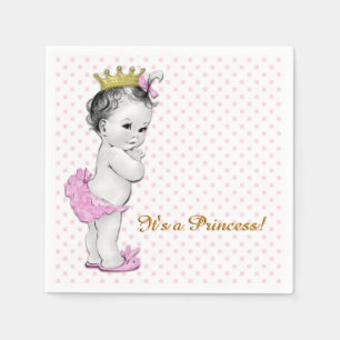 Serviettes En Papier Baby Shower Princesse Rose et Or