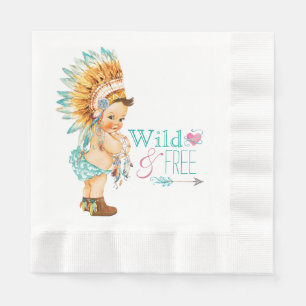 Serviettes En Papier Baby Shower Tribal Filles