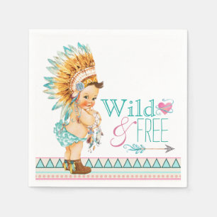 Serviettes En Papier Baby Shower Tribal Filles