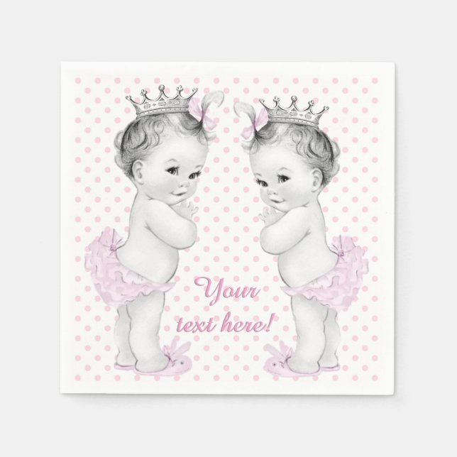 Serviettes En Papier Baby shower Twin Girl (Devant)