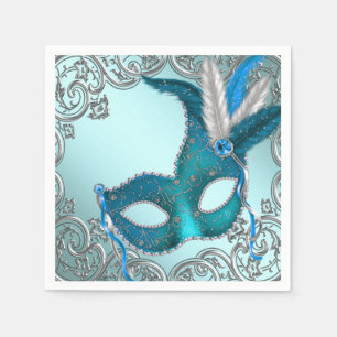 Serviettes En Papier Bal masqué bleu sarcelle