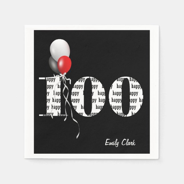 Serviettes En Papier Ballons de fête du 100e anniversaire (Devant)
