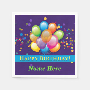 Serviettes En Papier Ballons de joyeux anniversaire - personnaliser