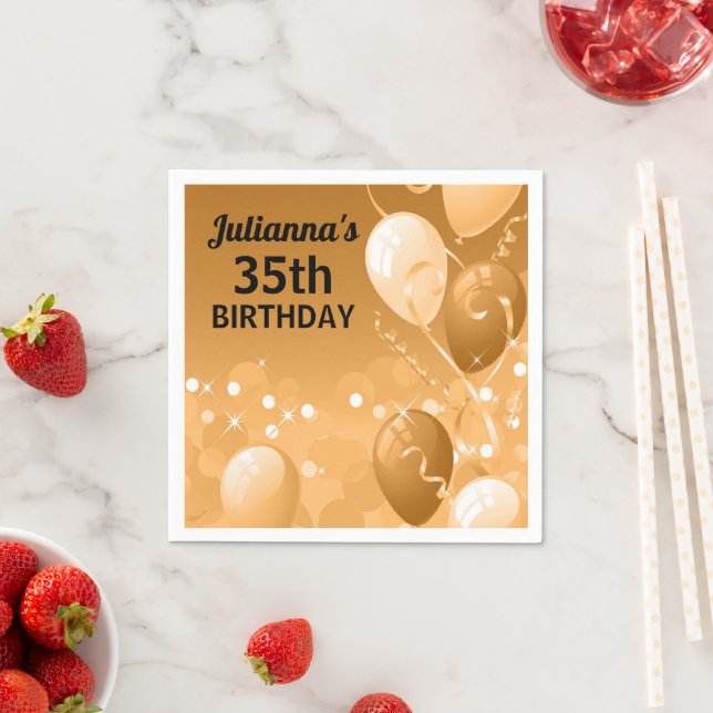 Serviettes En Papier Ballons faits sur commande d'or avec (En situation)