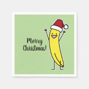 Serviettes En Papier Banana Santa chapeau applaudissant Noël vacances
